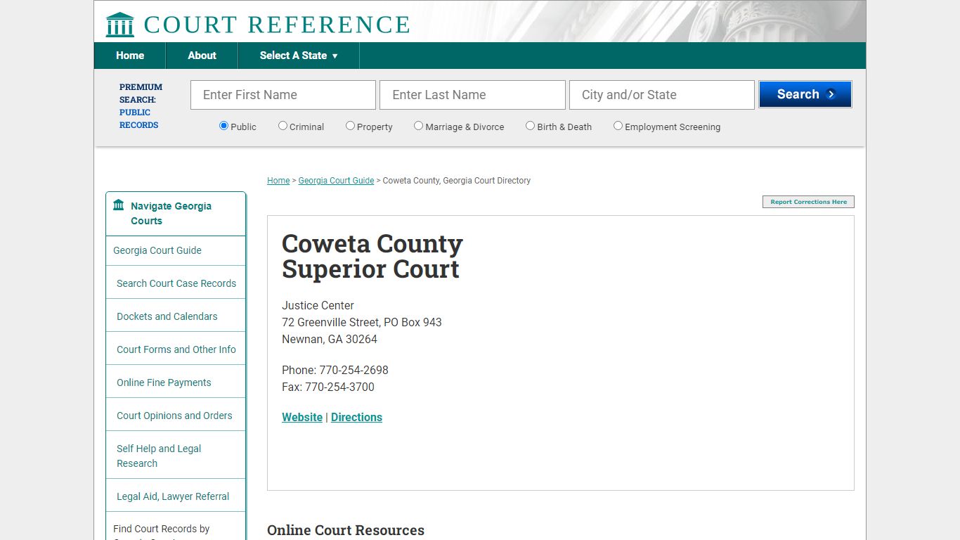 Coweta County Superior Court - Court Records Directory